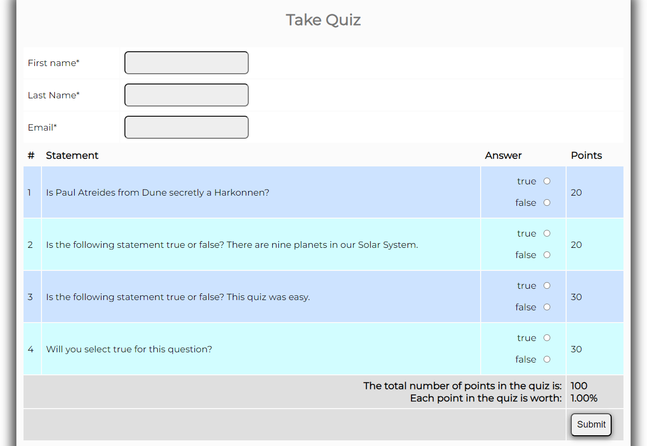 LMS Quiz PHP Application